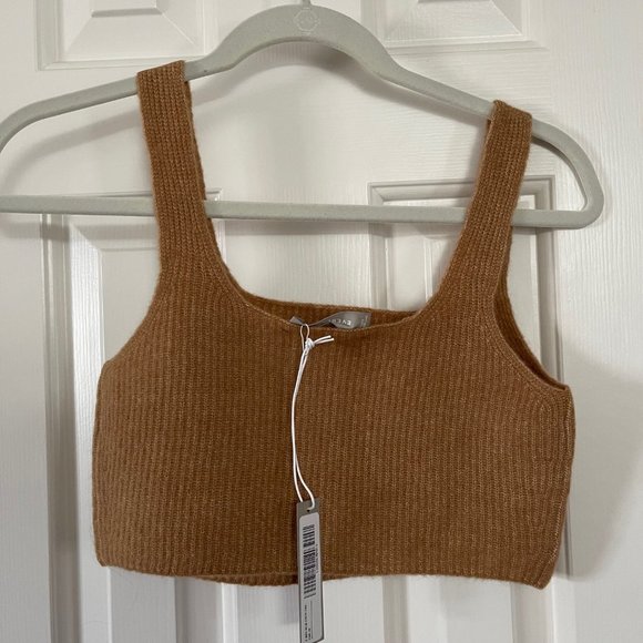 Everlane Tops - Everlane Brown Square Neck Crop Tank Top Size Medium